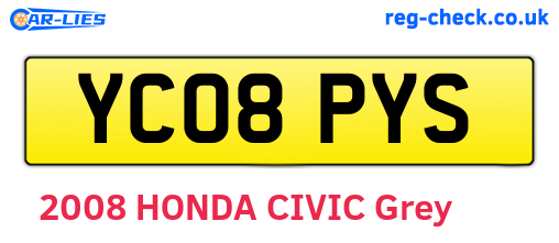 YC08PYS are the vehicle registration plates.