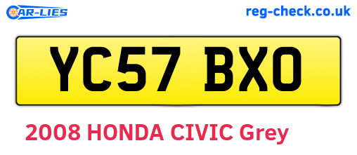 YC57BXO are the vehicle registration plates.