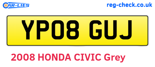 YP08GUJ are the vehicle registration plates.