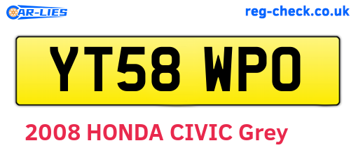 YT58WPO are the vehicle registration plates.