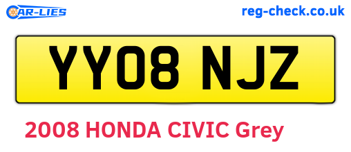 YY08NJZ are the vehicle registration plates.
