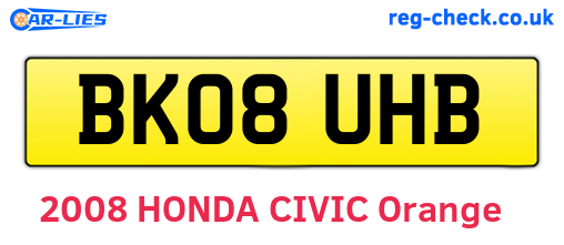 BK08UHB are the vehicle registration plates.