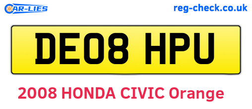 DE08HPU are the vehicle registration plates.