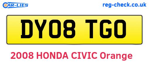 DY08TGO are the vehicle registration plates.