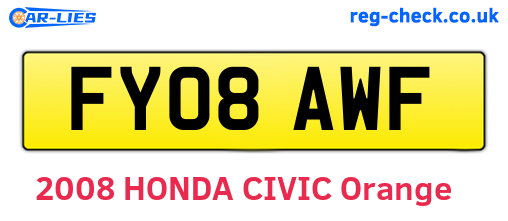 FY08AWF are the vehicle registration plates.
