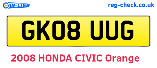 GK08UUG are the vehicle registration plates.