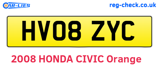 HV08ZYC are the vehicle registration plates.