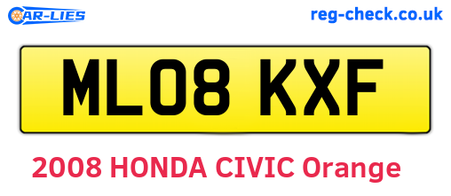 ML08KXF are the vehicle registration plates.