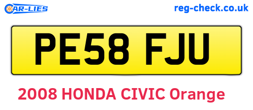 PE58FJU are the vehicle registration plates.