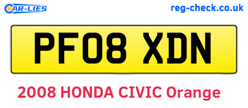 PF08XDN are the vehicle registration plates.