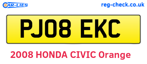 PJ08EKC are the vehicle registration plates.