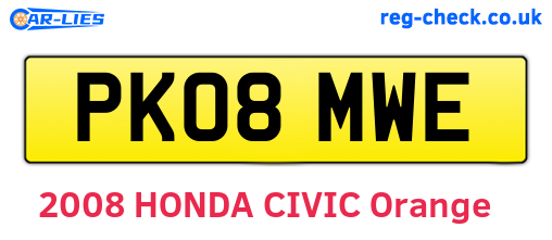 PK08MWE are the vehicle registration plates.