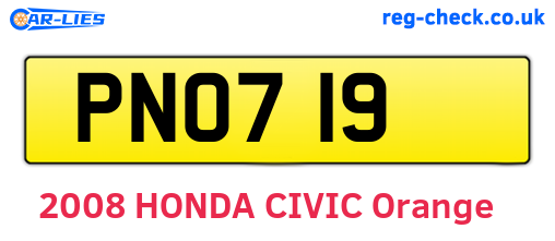 PNO719 are the vehicle registration plates.