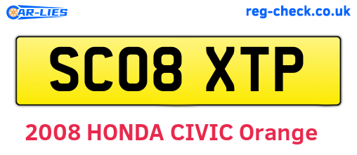 SC08XTP are the vehicle registration plates.
