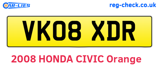 VK08XDR are the vehicle registration plates.