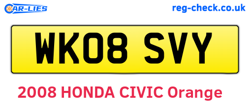 WK08SVY are the vehicle registration plates.