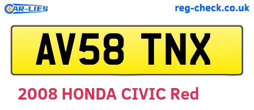 AV58TNX are the vehicle registration plates.