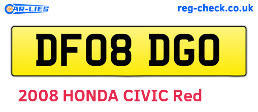 DF08DGO are the vehicle registration plates.