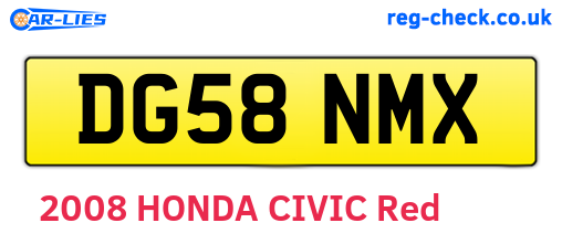 DG58NMX are the vehicle registration plates.