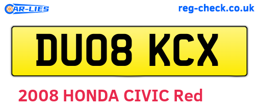 DU08KCX are the vehicle registration plates.