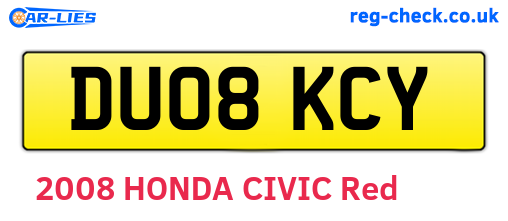 DU08KCY are the vehicle registration plates.