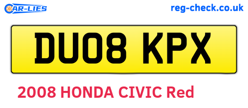DU08KPX are the vehicle registration plates.