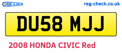 DU58MJJ are the vehicle registration plates.