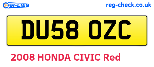 DU58OZC are the vehicle registration plates.