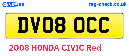DV08OCC are the vehicle registration plates.