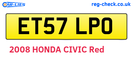 ET57LPO are the vehicle registration plates.