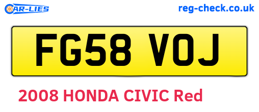 FG58VOJ are the vehicle registration plates.