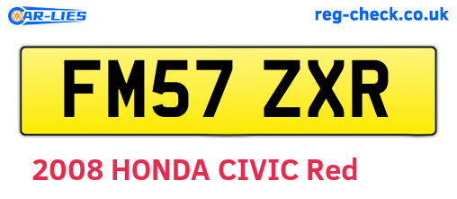 FM57ZXR are the vehicle registration plates.