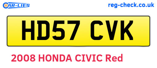 HD57CVK are the vehicle registration plates.