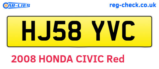 HJ58YVC are the vehicle registration plates.