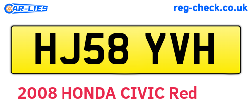 HJ58YVH are the vehicle registration plates.