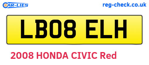 LB08ELH are the vehicle registration plates.