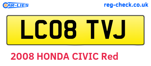 LC08TVJ are the vehicle registration plates.