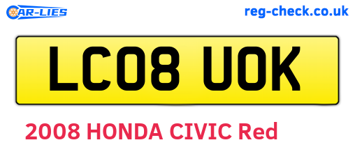 LC08UOK are the vehicle registration plates.