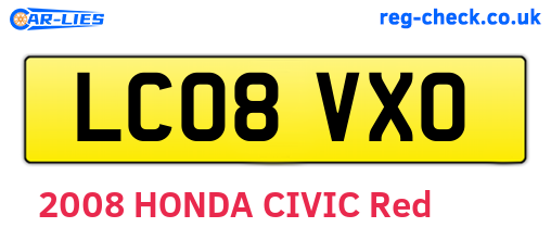 LC08VXO are the vehicle registration plates.