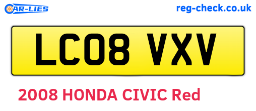 LC08VXV are the vehicle registration plates.