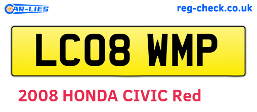 LC08WMP are the vehicle registration plates.