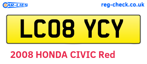 LC08YCY are the vehicle registration plates.