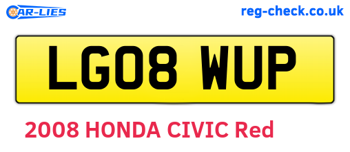 LG08WUP are the vehicle registration plates.