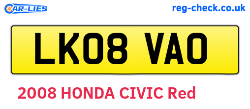 LK08VAO are the vehicle registration plates.