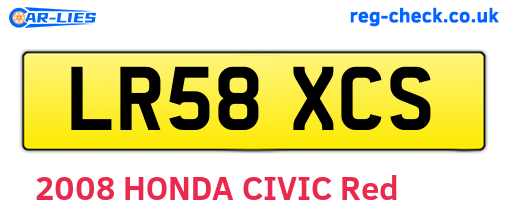 LR58XCS are the vehicle registration plates.