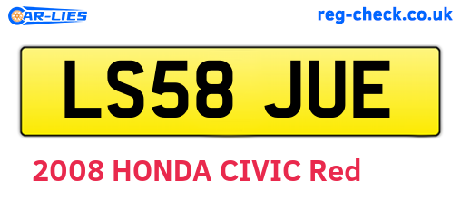 LS58JUE are the vehicle registration plates.
