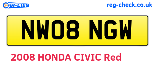 NW08NGW are the vehicle registration plates.