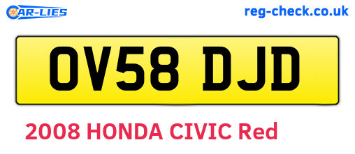 OV58DJD are the vehicle registration plates.