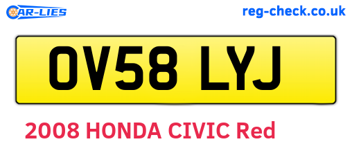 OV58LYJ are the vehicle registration plates.