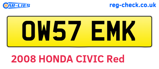 OW57EMK are the vehicle registration plates.